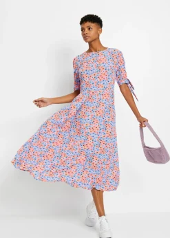 bonprix bonprix Vestido midi violeta claro/narajna suave con flores New