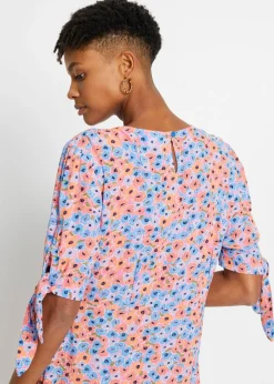 bonprix bonprix Vestido midi violeta claro/narajna suave con flores New