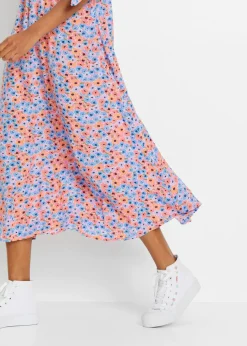 bonprix bonprix Vestido midi violeta claro/narajna suave con flores New
