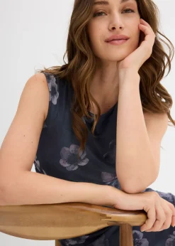 bonprix bonprix Vestido midi antracita con flores Online