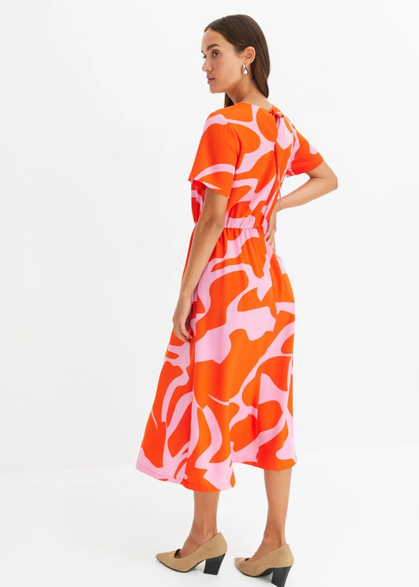 bonprix bonprix Vestido midi naranja-rosa caliente Online