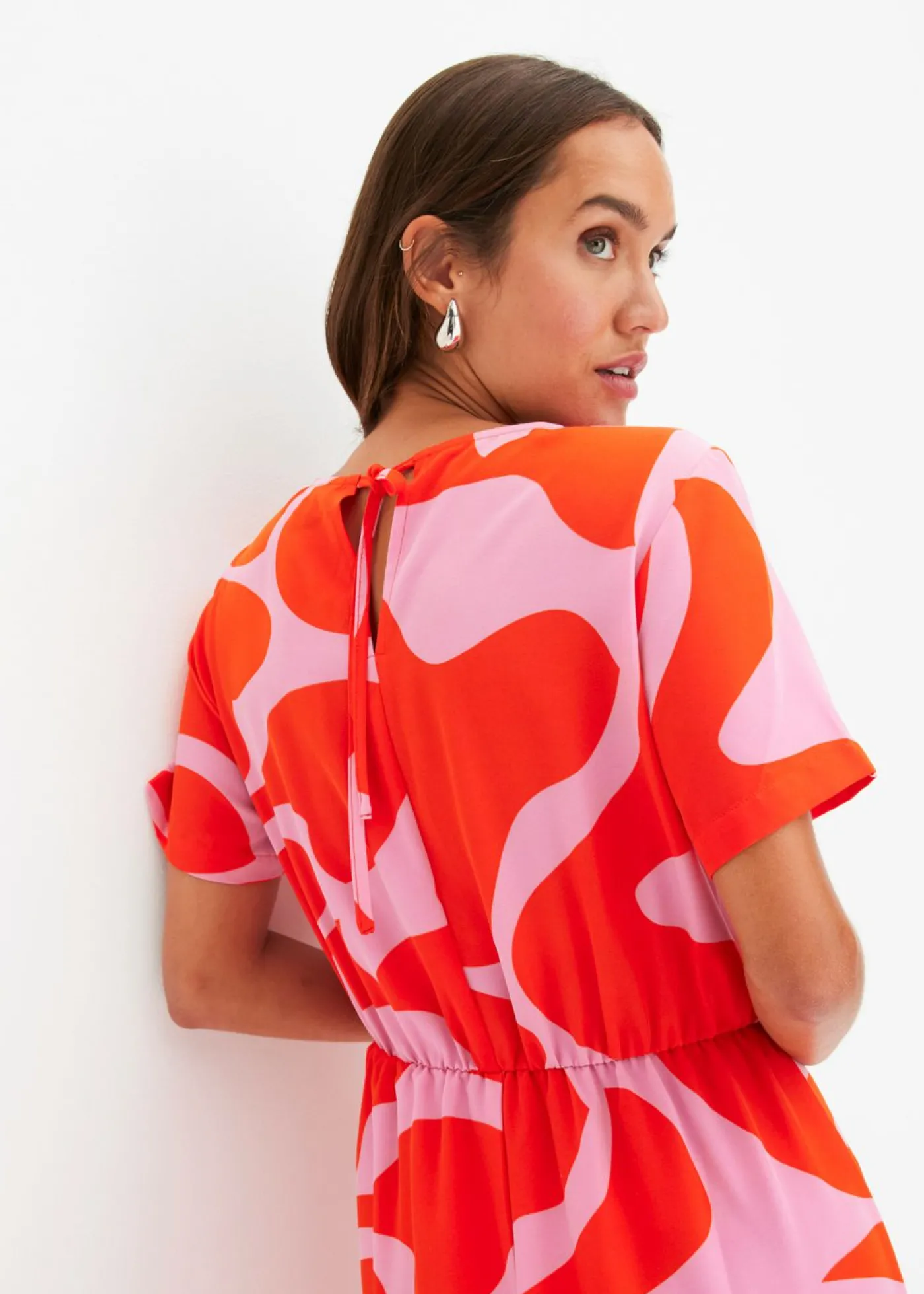 bonprix bonprix Vestido midi naranja-rosa caliente Online