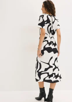 bonprix bonprix Vestido midi Negro-blanco Discount