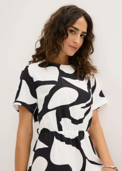 bonprix bonprix Vestido midi Negro-blanco Discount