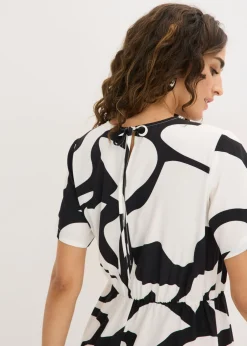 bonprix bonprix Vestido midi Negro-blanco Discount