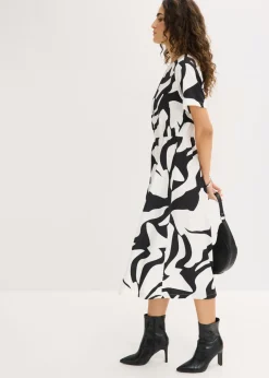 bonprix bonprix Vestido midi Negro-blanco Discount