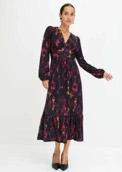 bonprix bonprix Vestido midi negro-purpúra Hot