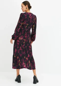 bonprix bonprix Vestido midi negro-purpúra Hot