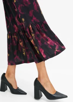 bonprix bonprix Vestido midi negro-purpúra Hot