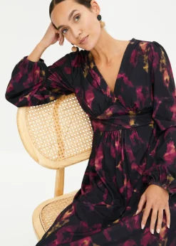 bonprix bonprix Vestido midi negro-purpúra Hot