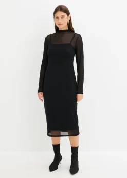 bonprix bonprix Vestido midi Negro Discount