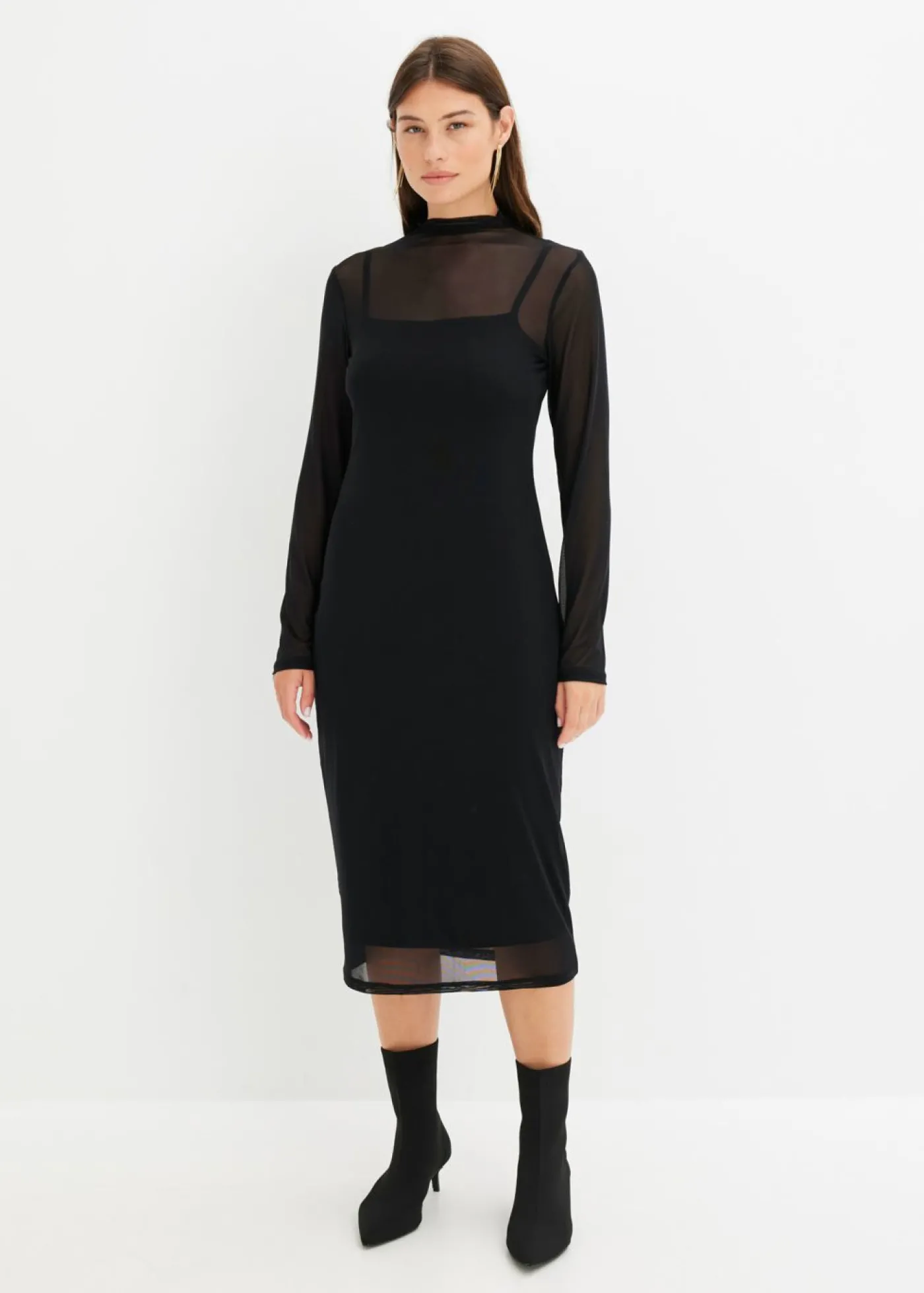bonprix bonprix Vestido midi Negro Discount