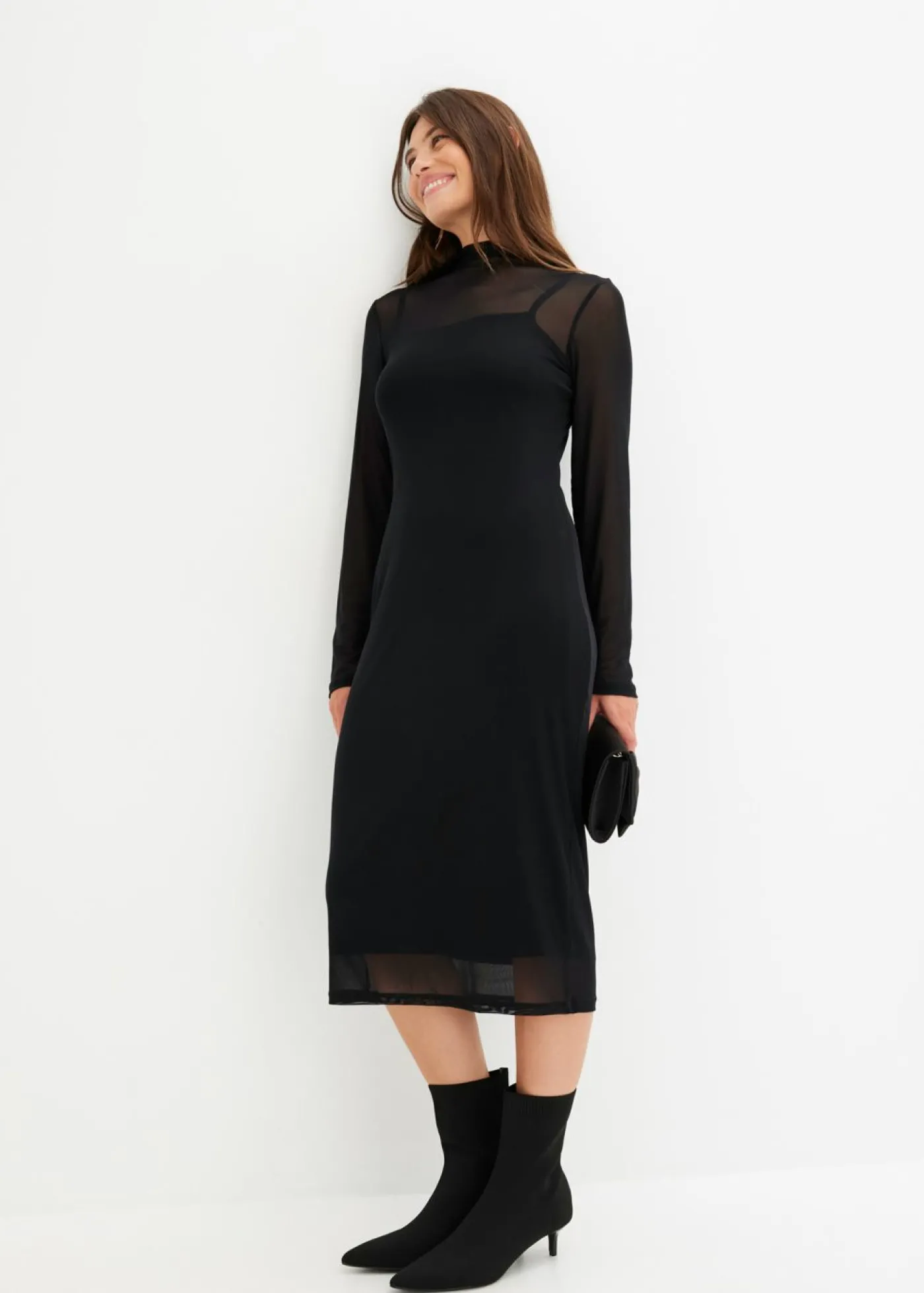 bonprix bonprix Vestido midi Negro Discount