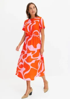 bonprix bonprix Vestido midi naranja-rosa caliente Hot