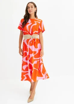 bonprix bonprix Vestido midi naranja-rosa caliente Hot