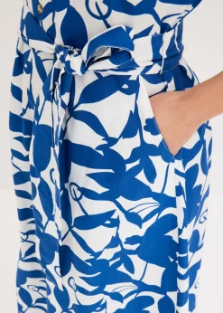 bonprix bonprix Vestido midi Azul ártico/blanco lana de flores New