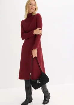 bonprix bonprix Vestido midi acampanado Rojo rubí Sale