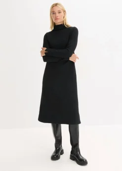bonprix bonprix Vestido midi acampanado Negro Hot