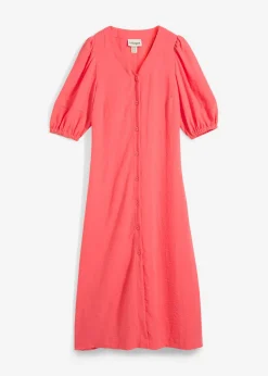 bonprix bonprix Vestido midi acampanado con mangas abullonadas rosa paraíso New