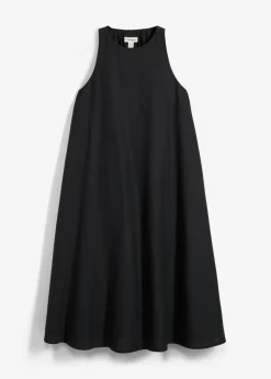 bonprix bonprix Vestido midi acampanado de mezcla de viscosa Negro Outlet