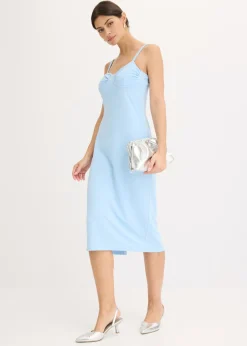 bonprix bonprix Vestido midi con ajuste favorecedor Azul claro Clearance