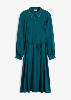bonprix bonprix Vestido midi con aplicación de perlas Azul marino New