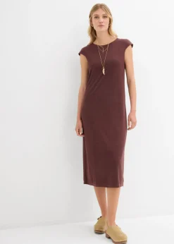 bonprix bonprix Vestido midi con aspecto de punto Marrón tierra Outlet