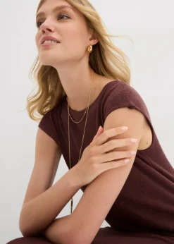bonprix bonprix Vestido midi con aspecto de punto Marrón tierra Outlet