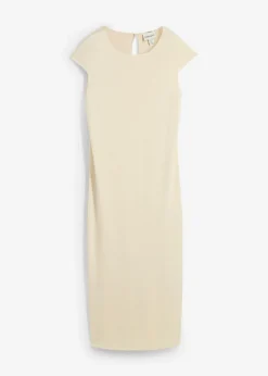 bonprix bonprix Vestido midi con aspecto de punto Crudo Online