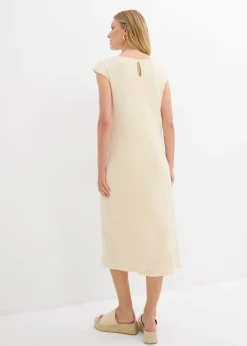 bonprix bonprix Vestido midi con aspecto de punto Crudo Online