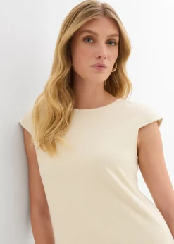 bonprix bonprix Vestido midi con aspecto de punto Crudo Online