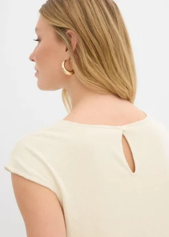 bonprix bonprix Vestido midi con aspecto de punto Crudo Online