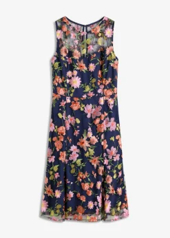 bonprix bonprix Vestido midi con bordado floral azul marino con flores Hot