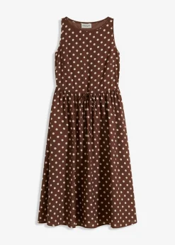 bonprix bonprix Vestido midi con cordón marrón claro/beige arena topos Sale