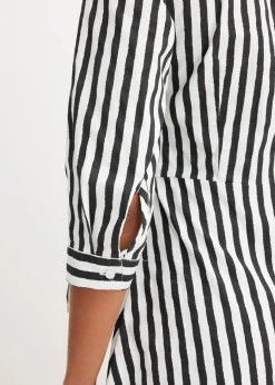 bonprix bonprix Vestido midi con cordón Blanco lana-negro de rayas