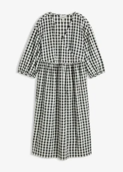 bonprix bonprix Vestido midi con corte holgado Negro-blanco a cuadros Sale