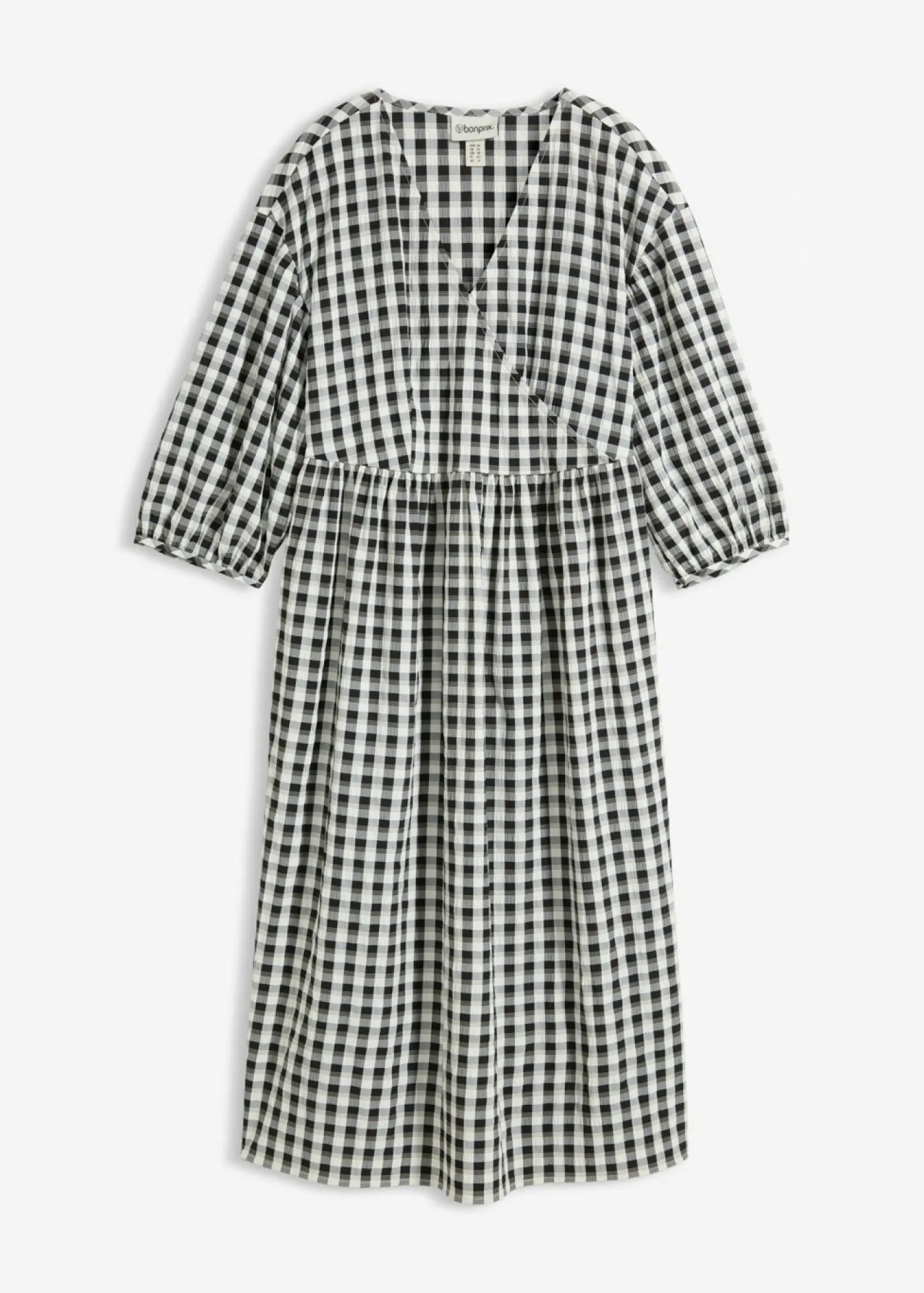 bonprix bonprix Vestido midi con corte holgado Negro-blanco a cuadros Sale