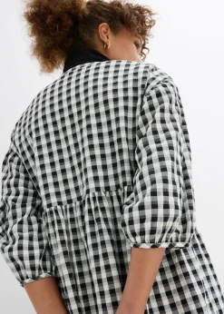 bonprix bonprix Vestido midi con corte holgado Negro-blanco a cuadros Sale