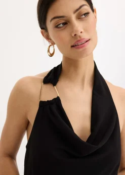 bonprix bonprix Vestido midi con detalle metálico decorativo Negro Hot
