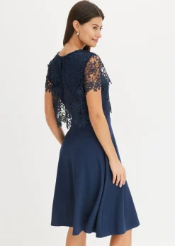 bonprix bonprix Vestido midi con encaje Azul marino Outlet