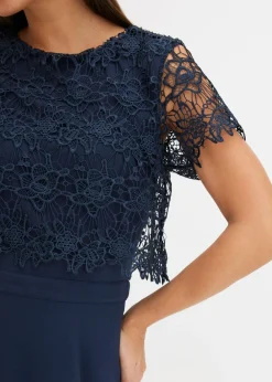 bonprix bonprix Vestido midi con encaje Azul marino Outlet