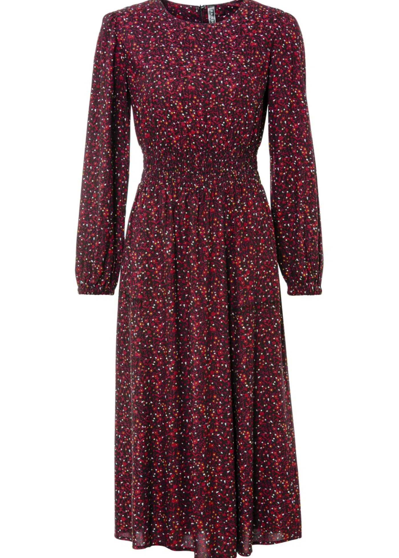 bonprix bonprix Vestido midi con estampado de flores Rojo castaño/negro de flores