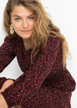 bonprix bonprix Vestido midi con estampado de flores Rojo castaño/negro de flores