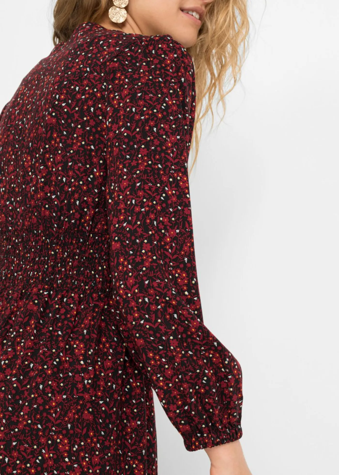 bonprix bonprix Vestido midi con estampado de flores Rojo castaño/negro de flores