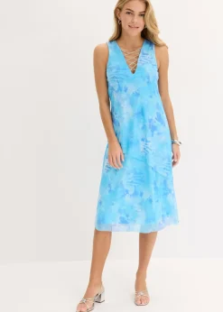 bonprix bonprix Vestido midi con malla Azul pálido estampado Hot