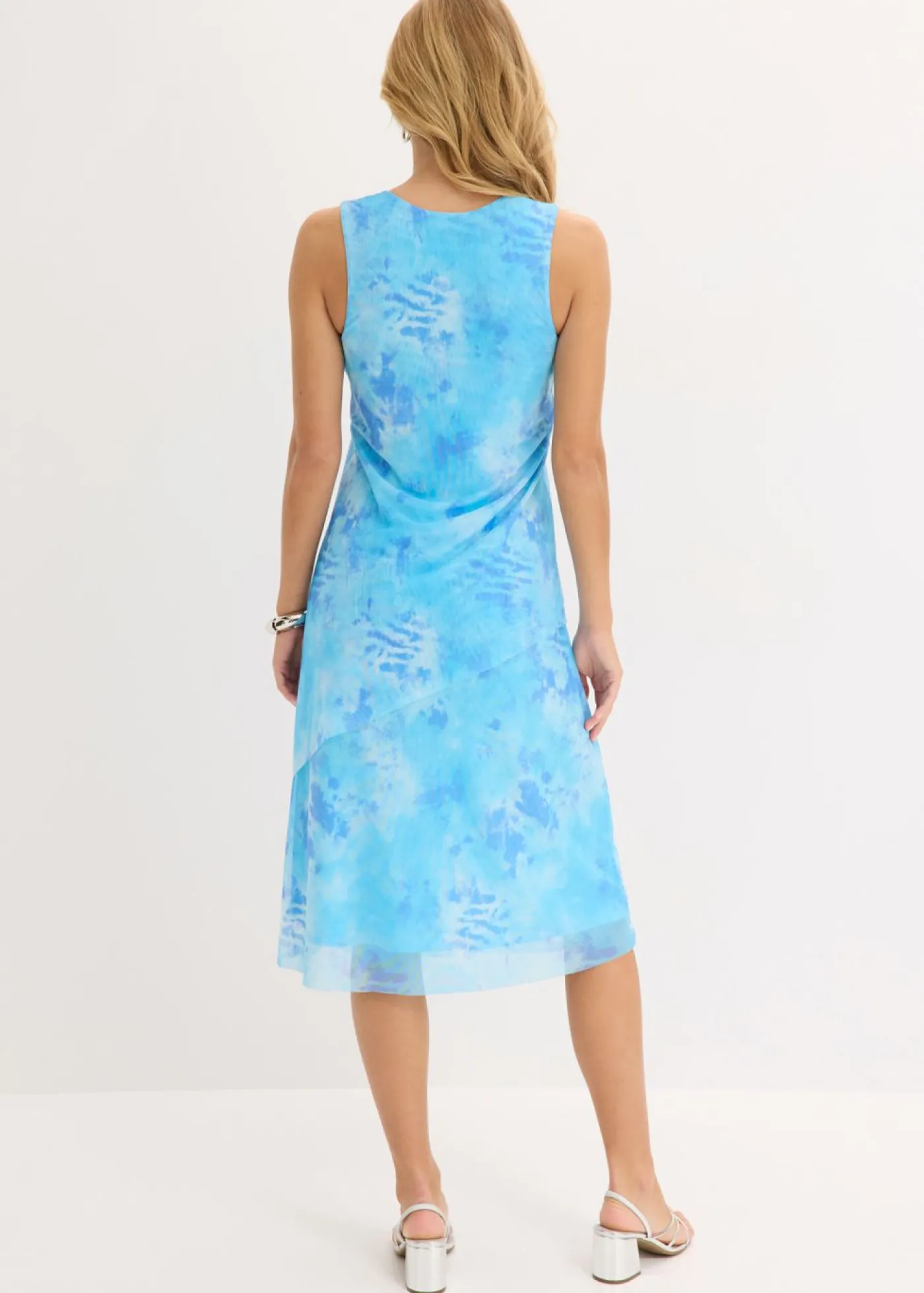 bonprix bonprix Vestido midi con malla Azul pálido estampado Hot