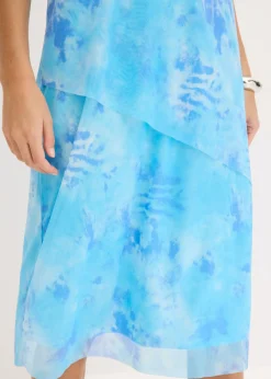 bonprix bonprix Vestido midi con malla Azul pálido estampado Hot