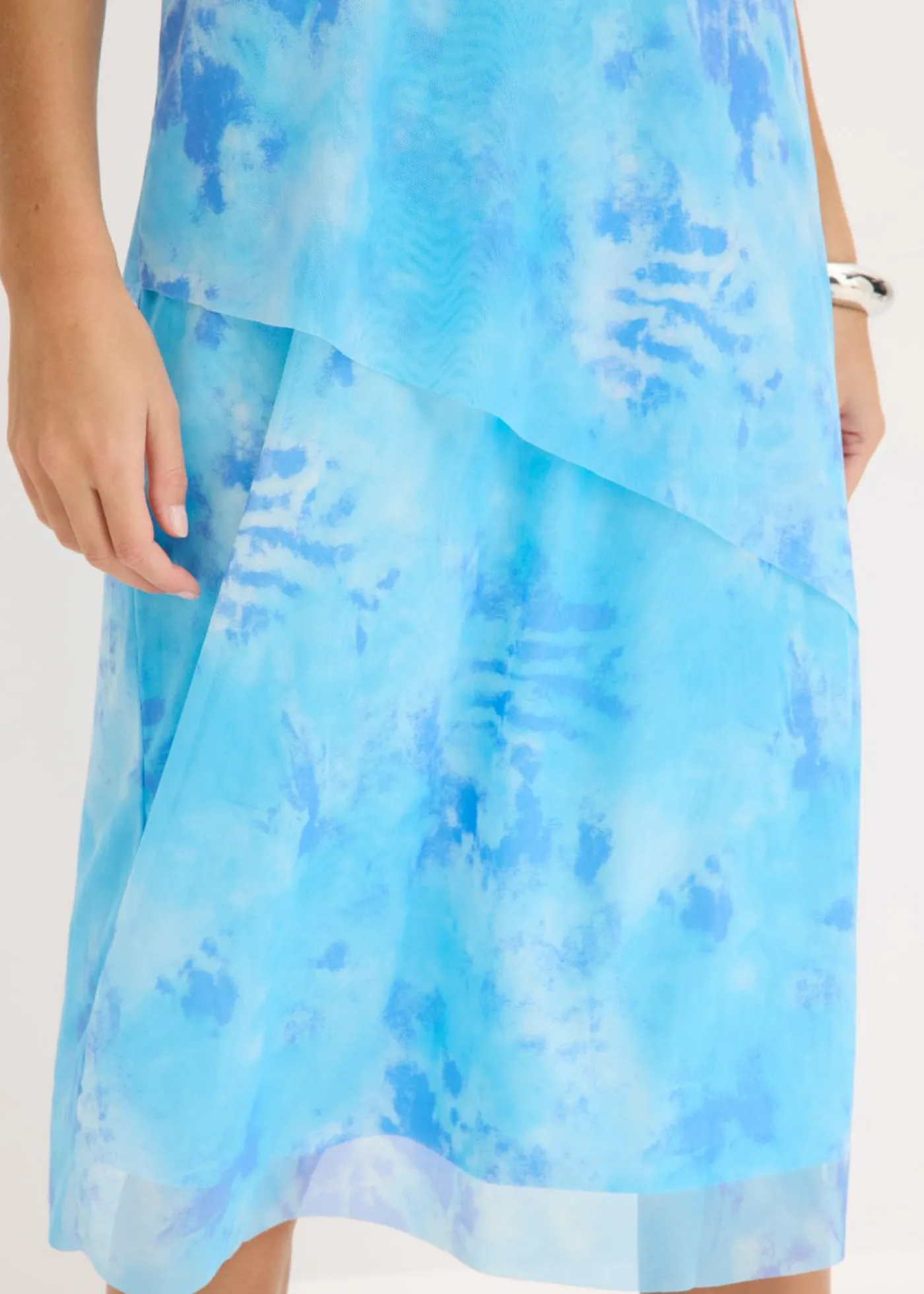 bonprix bonprix Vestido midi con malla Azul pálido estampado Hot