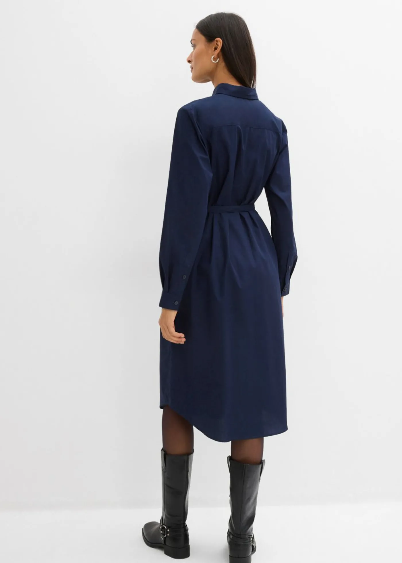 bonprix bonprix Vestido midi de algodón orgánico puro Azul marino Sale