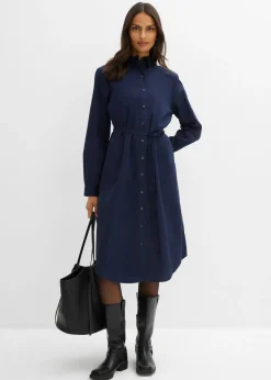 bonprix bonprix Vestido midi de algodón orgánico puro Azul marino Sale